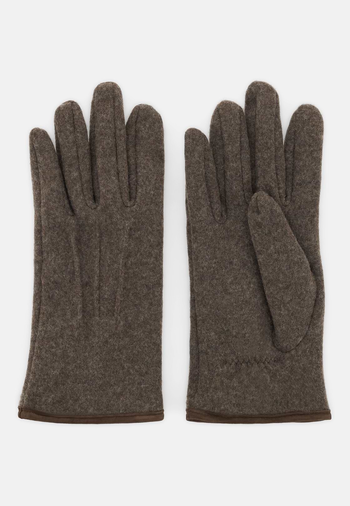 Gloves in Wool Jersey, Brown, hi-res, 1