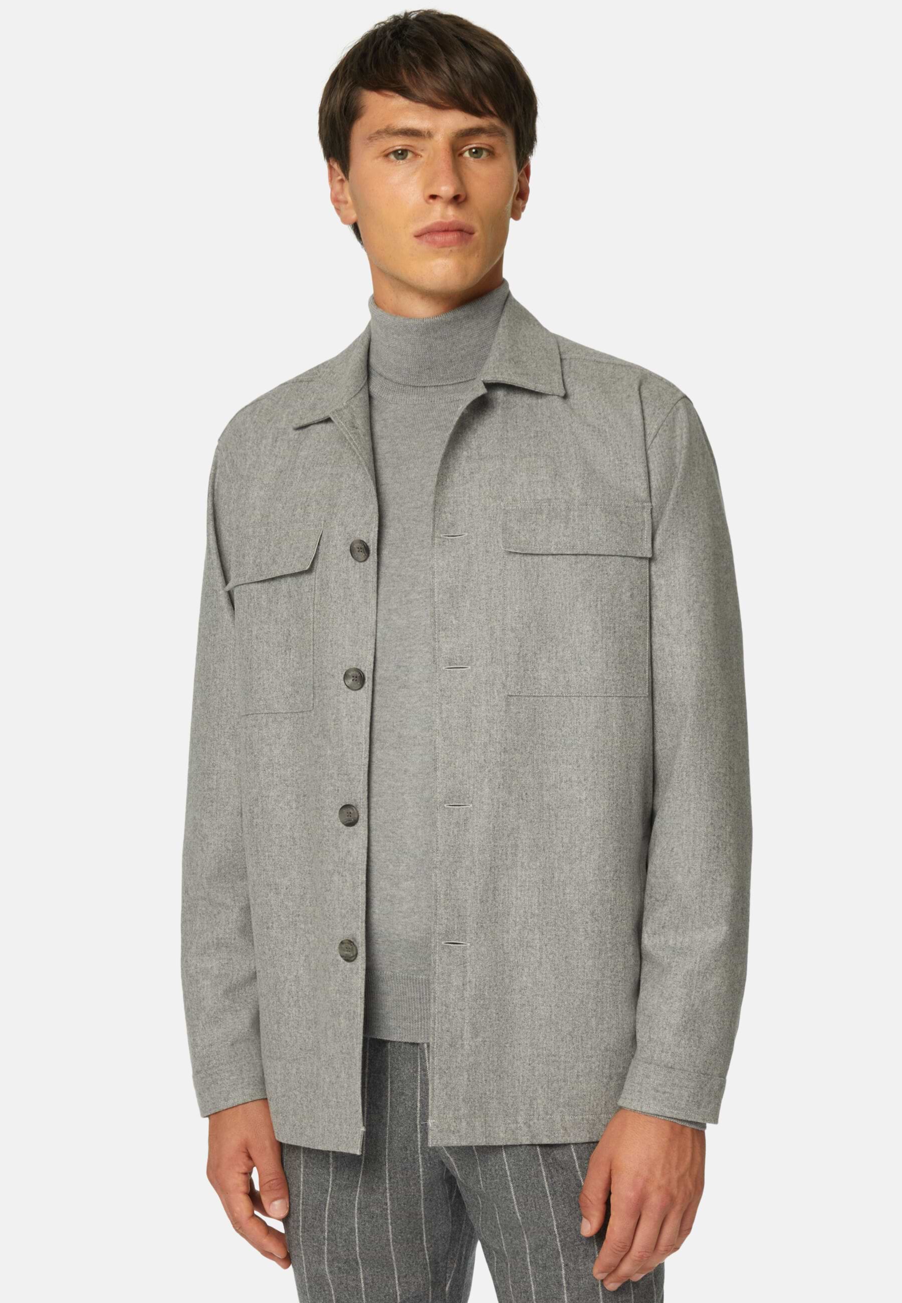 Men s Link Shirt Jacket in Wool Flannel Boggi Milano