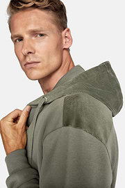 Full Zip Cotton Hooded Sweatshirt, Green, hi-res