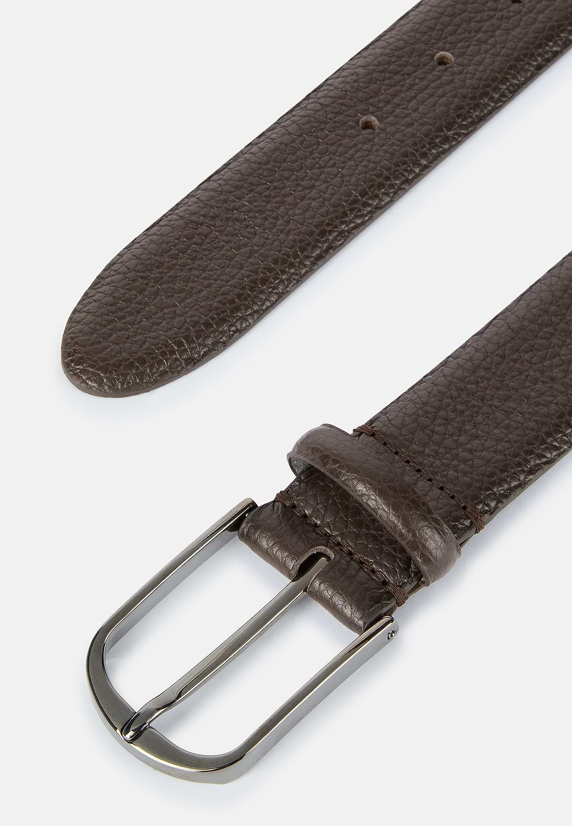 Tumbled Leather Belt, Brown, hi-res