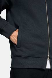 Felpa Full Zip Con Collo a Lupetto in Cotone, Navy, hi-res