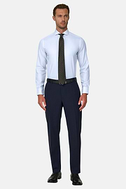 Overhemd Gestreept in Katoen Dobby Slim Fit, Light Blue, thumb, 2