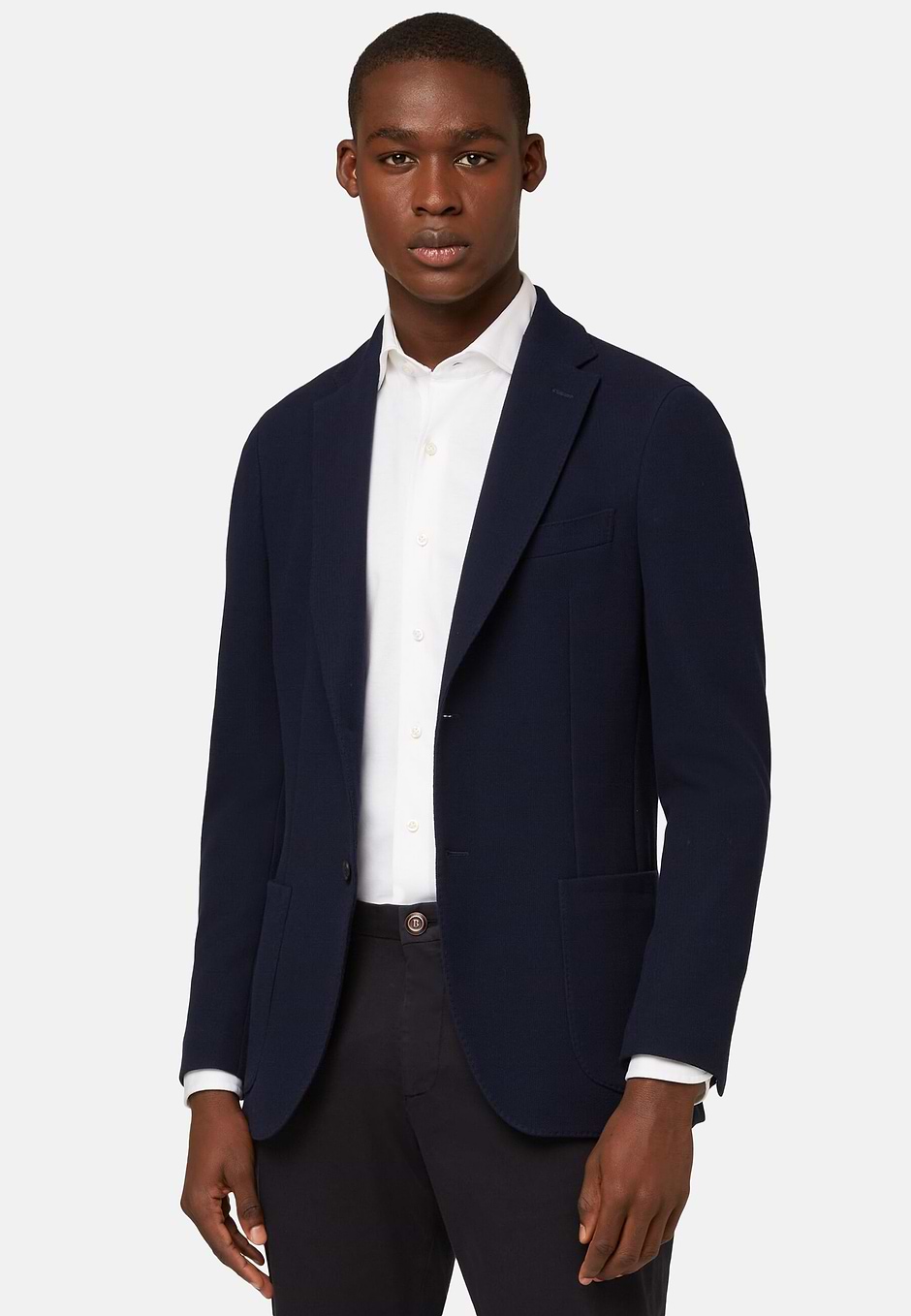 Navy Cotton B Jersey Jacket, Navy blue, hi-res