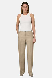 Linen Blend Trousers, Beige, thumb, 3
