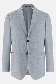 Giacca Micro Struttura In Misto Lino E Cotone B Jersey, Blu, thumb, 5