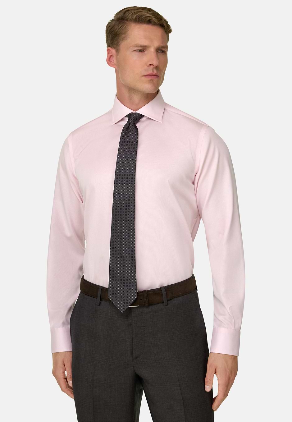 Camisa de Cuadros Pequeños en Algodón Non-Iron Regular Fit, Rosado, hi-res