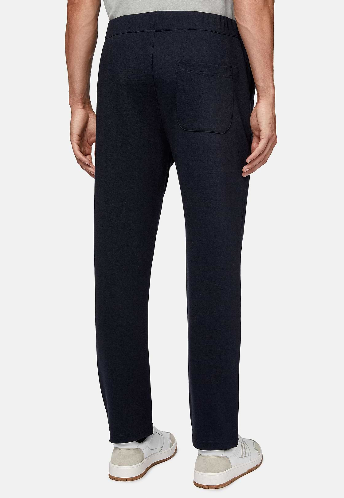 Pantaloni In Interlock Misto Cotone, Navy, hi-res