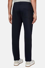 Pantaloni In Interlock Misto Cotone, Navy, hi-res