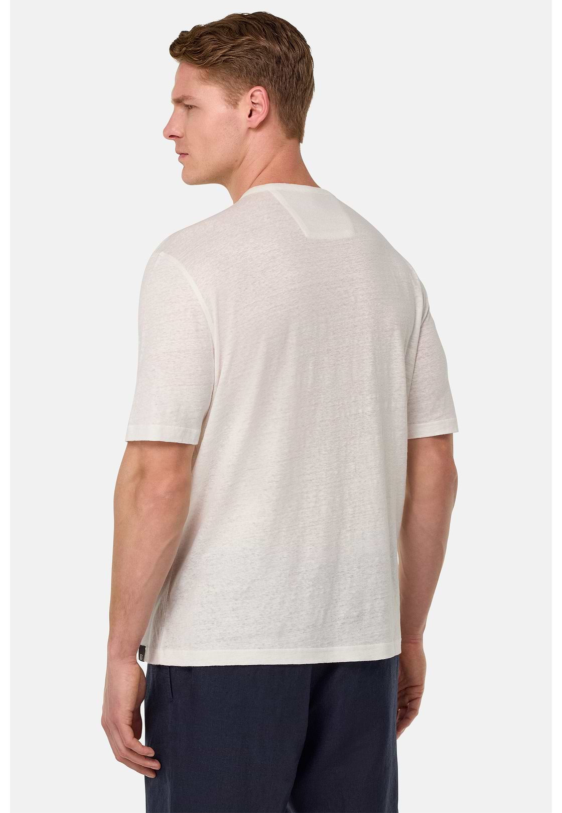 T-Shirt in Stretch Linen Jersey, White, hi-res