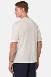T-Shirt in Stretch Linen Jersey, White, hi-res