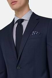 Micro Fancy Wool Stretch Suit, Blue, thumb, 4