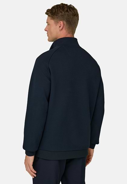 Bluza z Pół Zamka w Mieszaninie Bawełny Scuba B Tech, Navy blue, hi-res