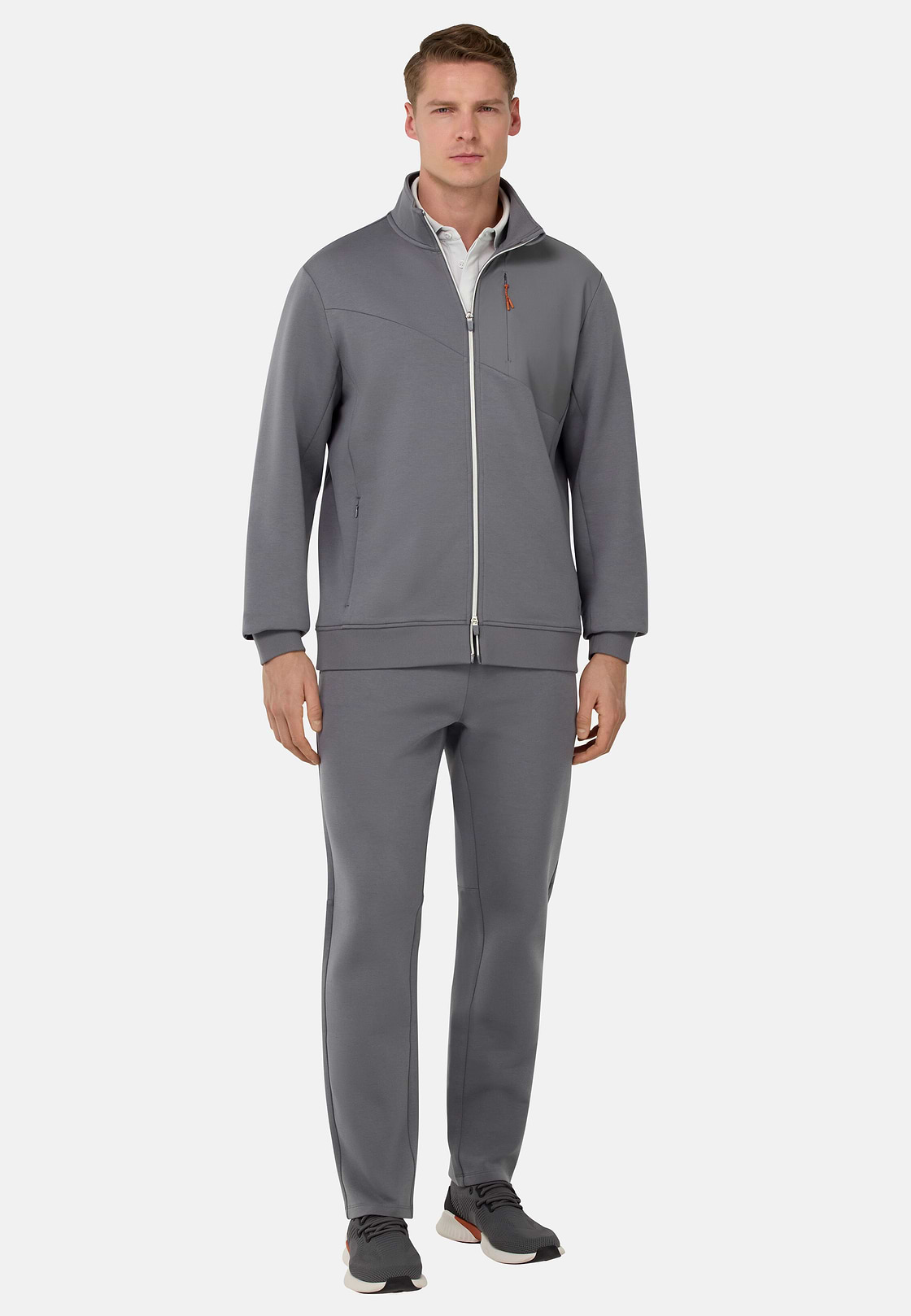 Sweat-Shirt Full Zip En Mélange Coton Et Scuba Léger, , hi-res