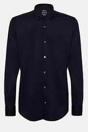 Slim Fit Navy Shirt in Cotton and COOLMAX®, Navy blue, hi-res
