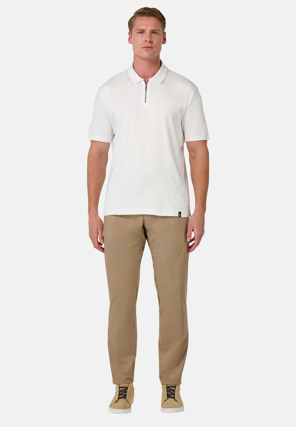 Half-Zip Jersey Polo Shirt, White, hi-res