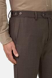 Trousers in Stretch Flannel, Brown, thumb, 3