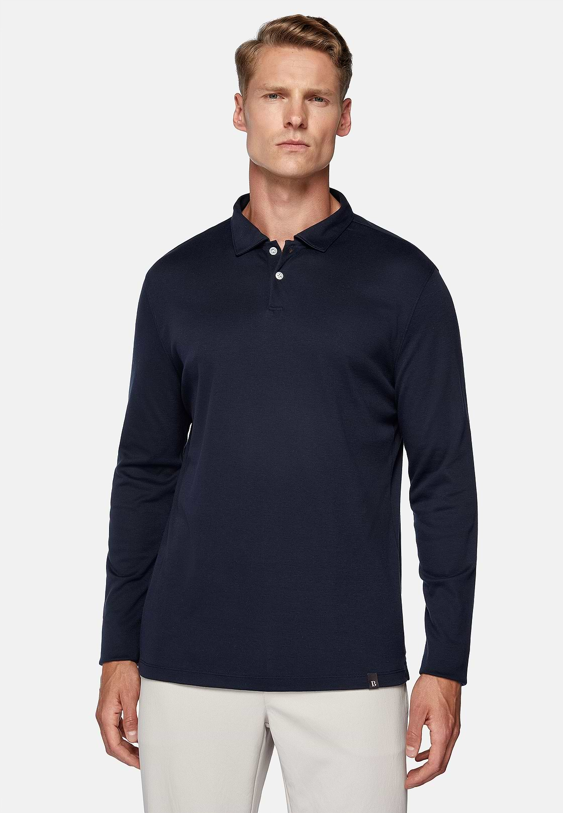 Polo Shirt in a Cotton Blend High-Performance Jersey Regular, Navy blue, hi-res