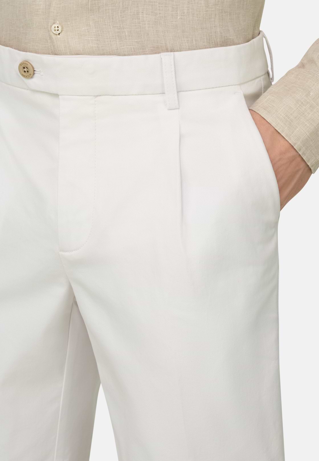 Bermuda In Cotone Tencel Elasticizzato, Bianco, hi-res, 4