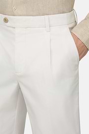 Bermuda In Cotone Tencel Elasticizzato, Bianco, thumb, 4