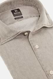 Regular Fit Linen Shirt, Taupe, hi-res