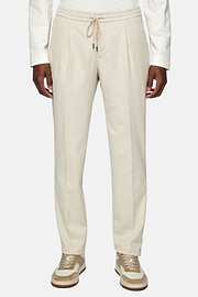 City Trousers in Stretch Cotton Tencel, Sand, hi-res