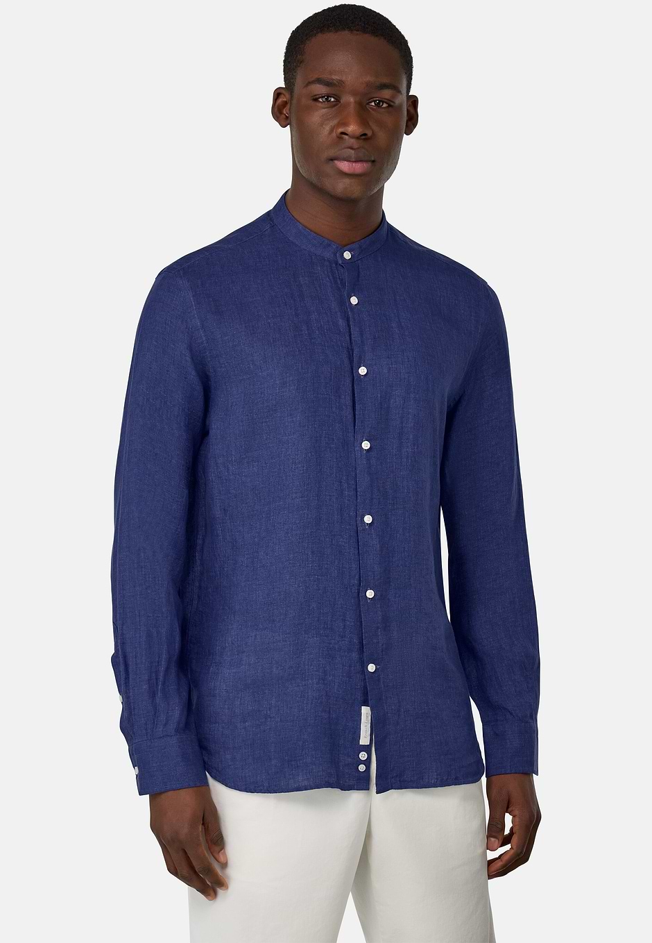 Chemise En Lin Regular Fit, bleu marine, hi-res