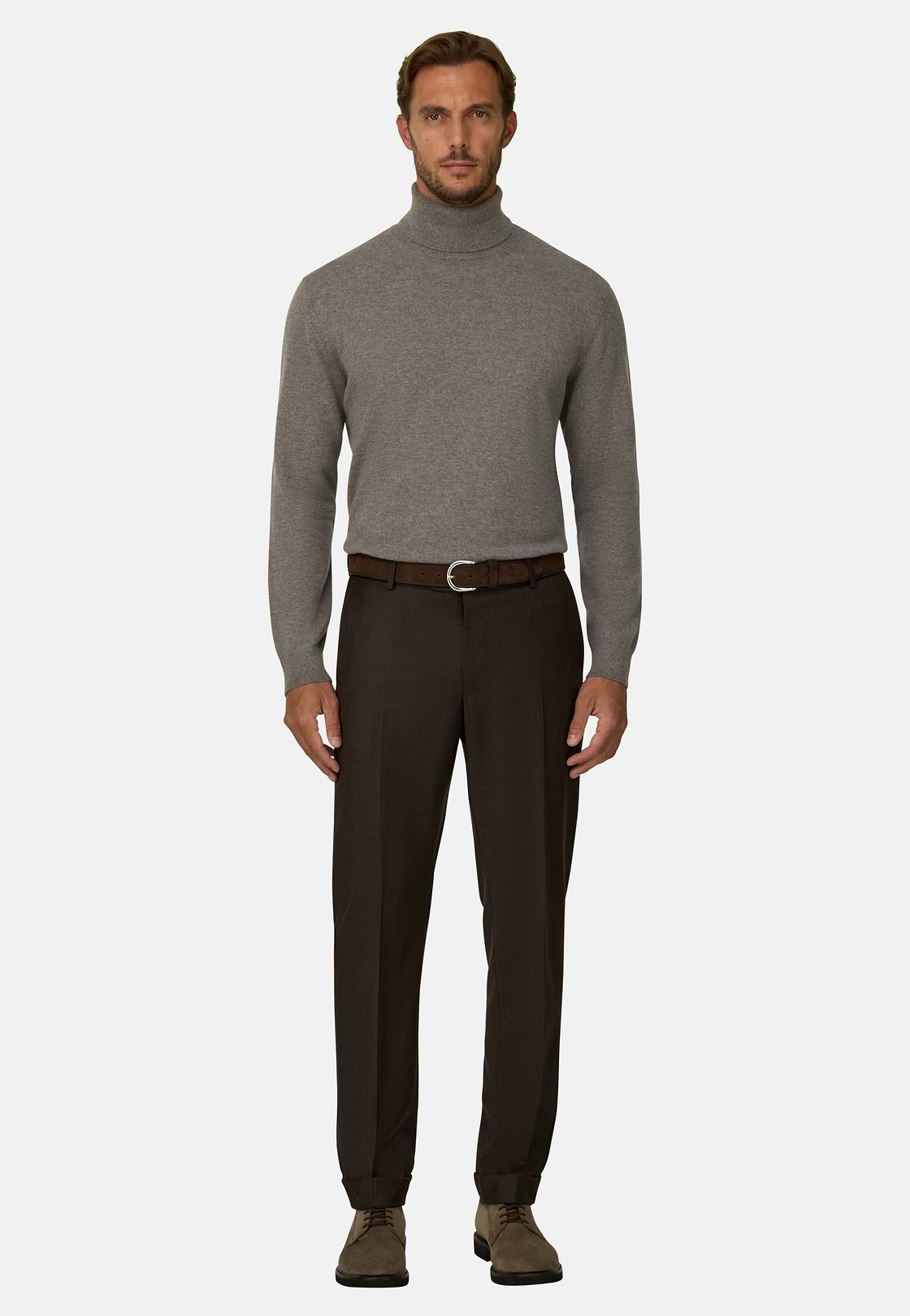 Turtleneck Jumper in Cashmere, Taupe, hi-res, 2