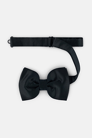 Black Knotted Silk Bow Tie, Black, thumb, 1