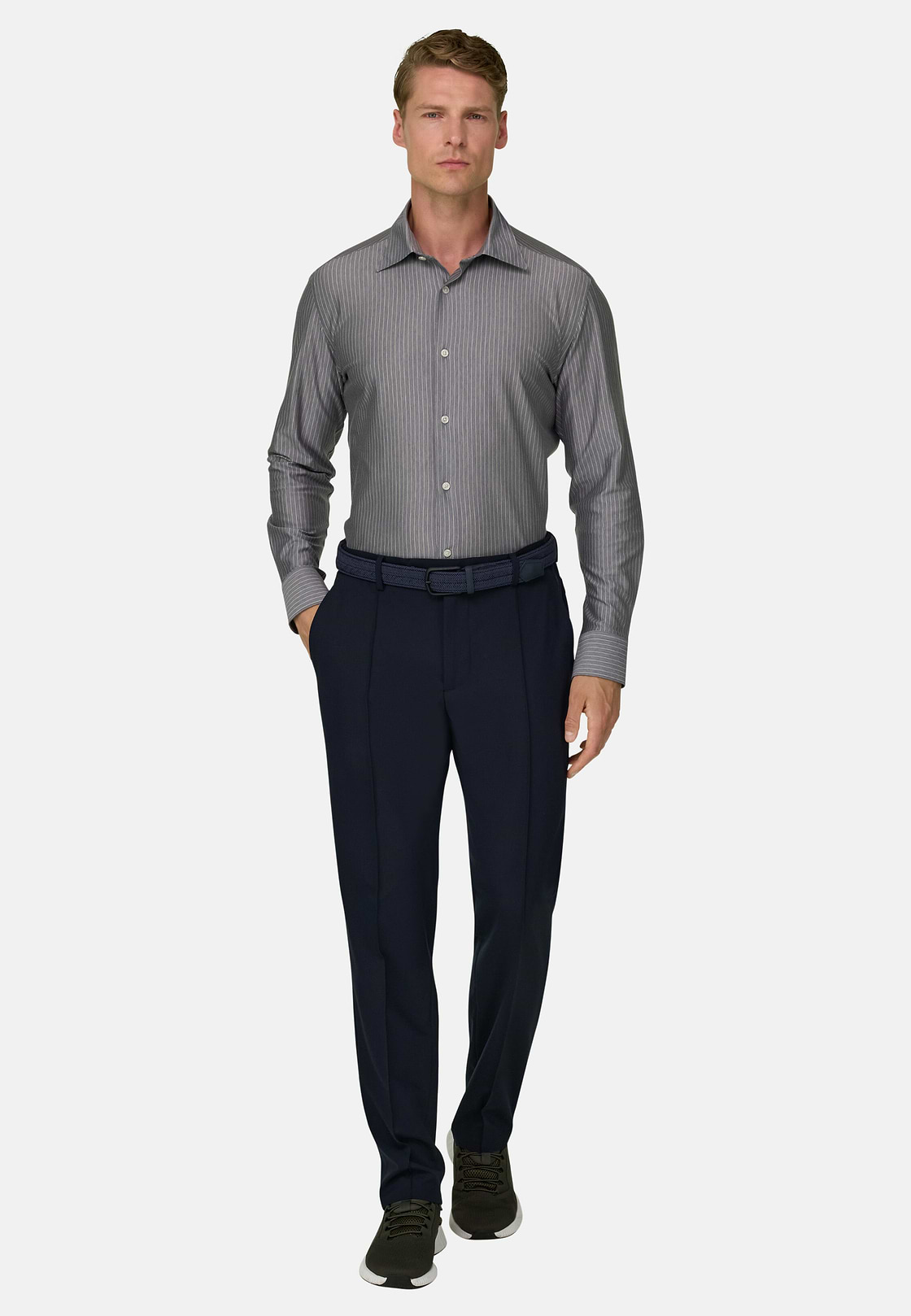 Polohemd Gestreift aus Japanischem Jersey Regular Fit, Navy blau, hi-res, 2