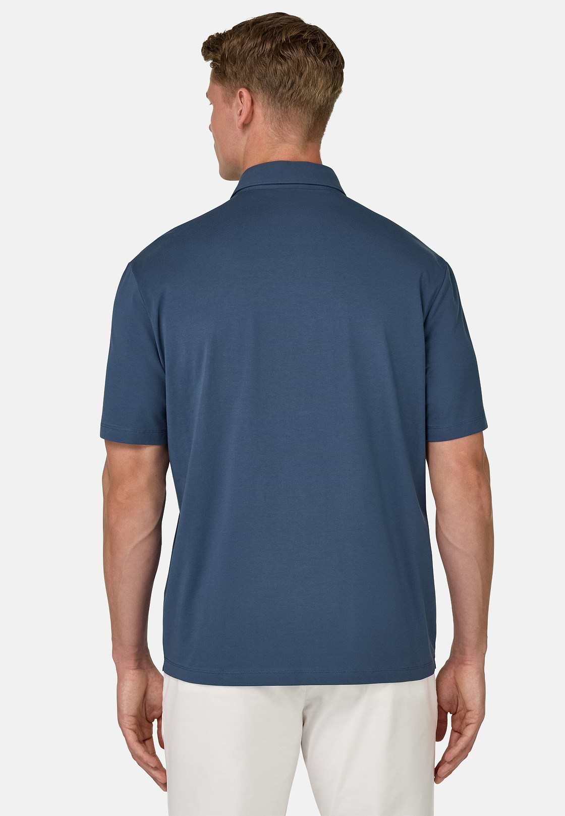 Polo Shirt In Stretch Supima Cotton, Blue, hi-res