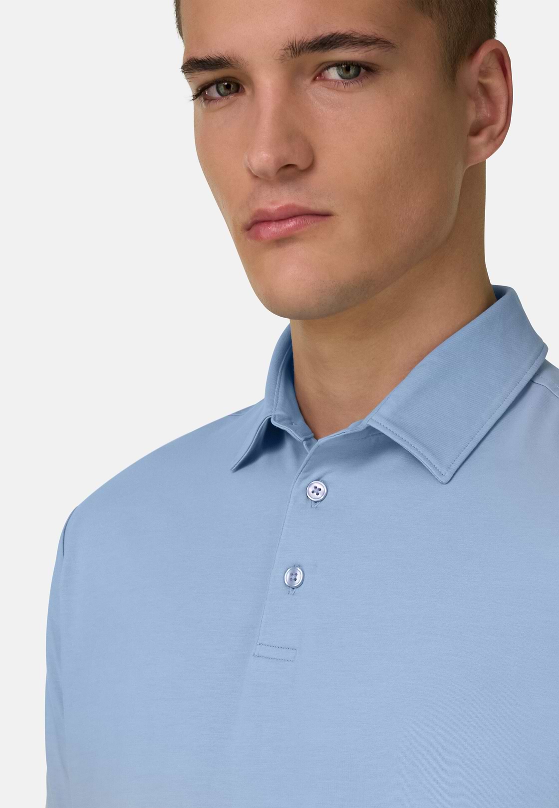 Polo In Cotone Supima Elasticizzato, Azzurro Chiaro, hi-res, 4