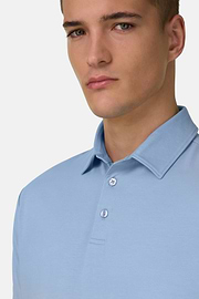 Polo In Cotone Supima Elasticizzato, Azzurro Chiaro, thumb, 4