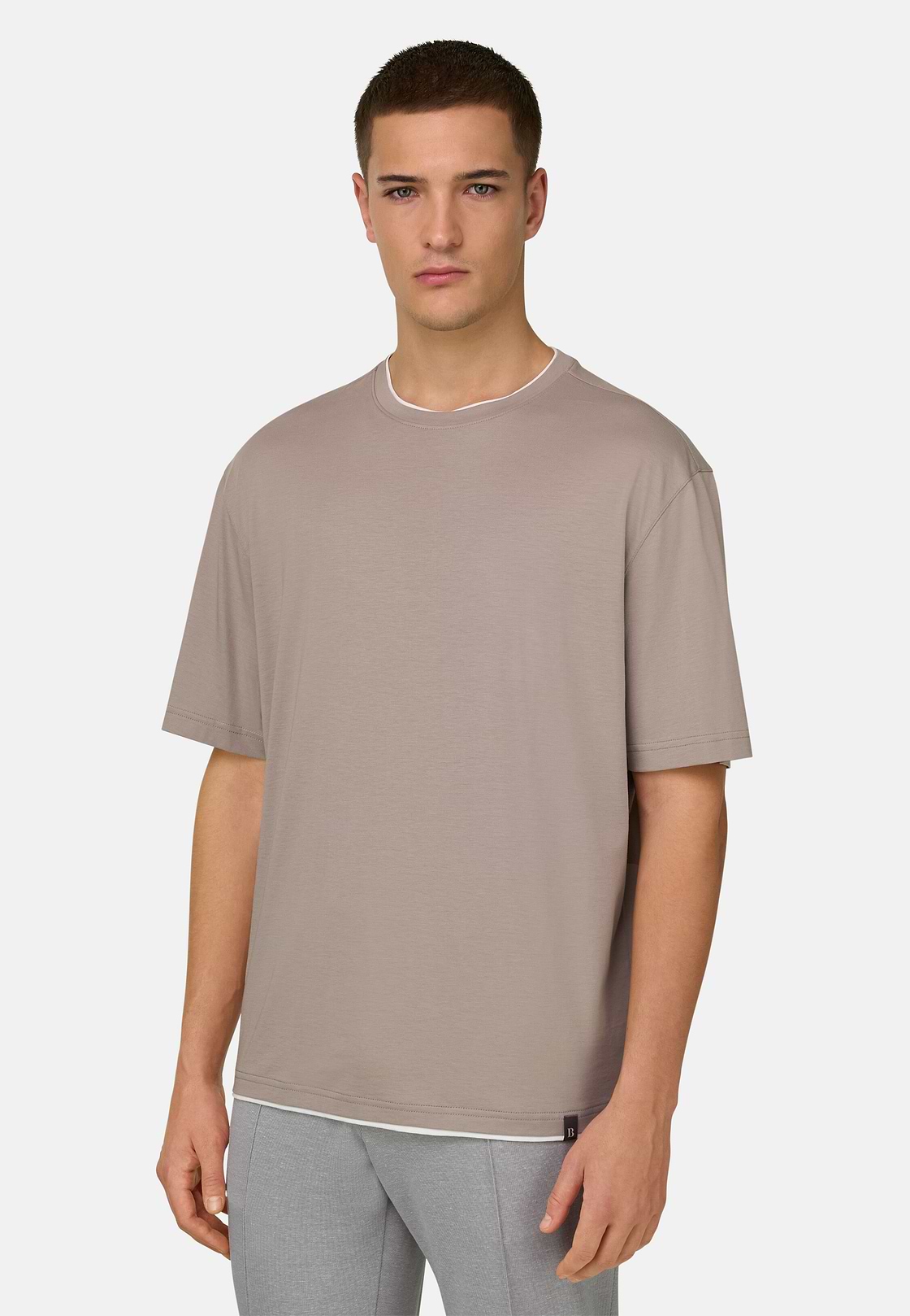 T-Shirt aus Pima-Baumwolle, Taupe, hi-res, 2