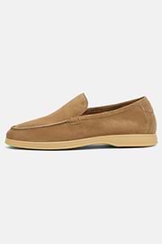 Aria Suede Leather Loafers, Sand, hi-res
