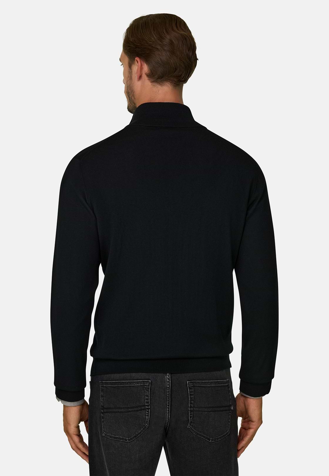 Full-Zip-Pullover aus extrafeiner Merinowolle, Schwarz, hi-res, 4