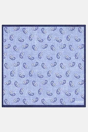 Paisley Print Silk Pocket Square, Light Blue, thumb, 2