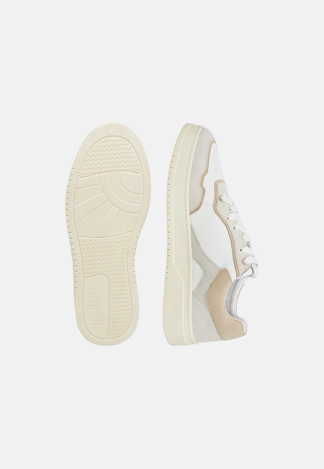 Leather Mix Trainers, Sand, hi-res