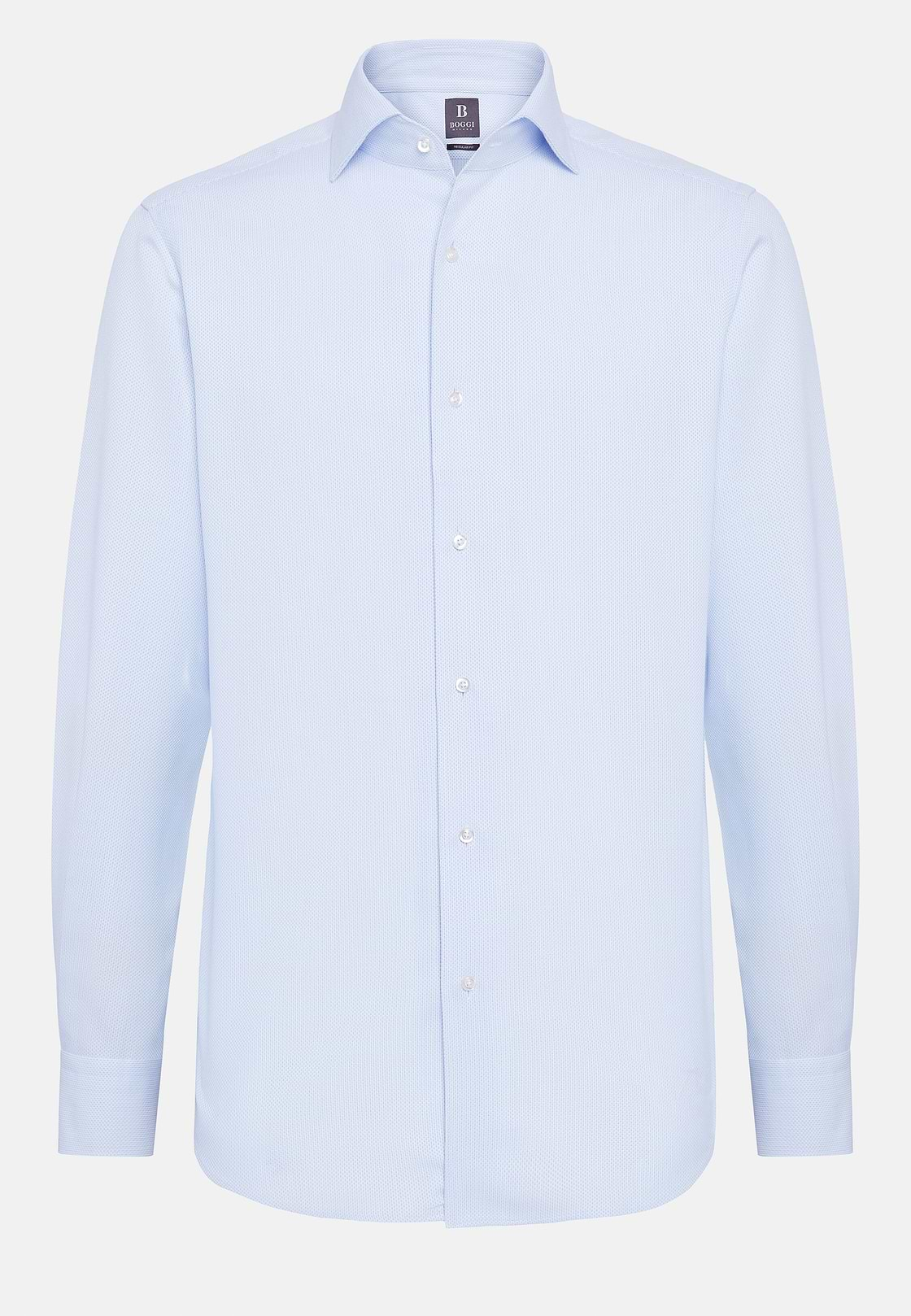 Chemise Nid D'Abeille En Coton Regular Fit, Bleu clair, hi-res