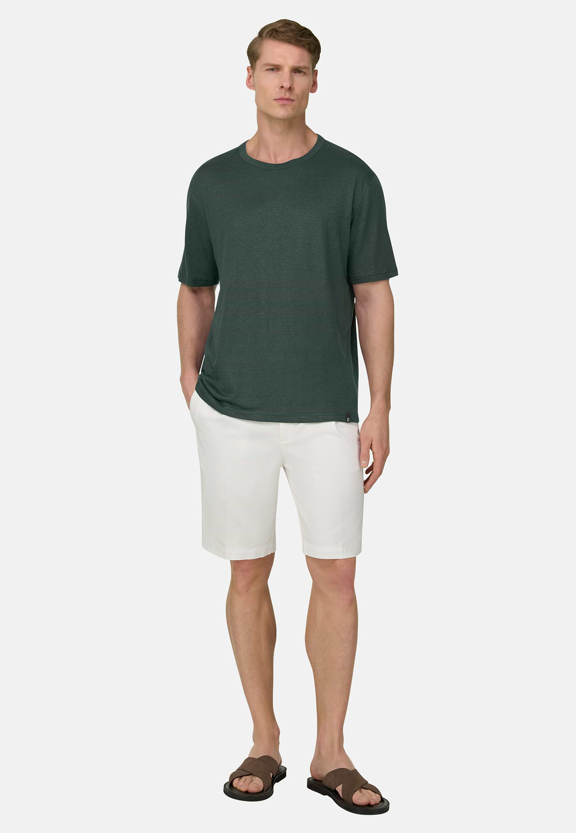 T-Shirt Aus Stretch-Leinen-Jersey, Dunkelgrün, hi-res, 2