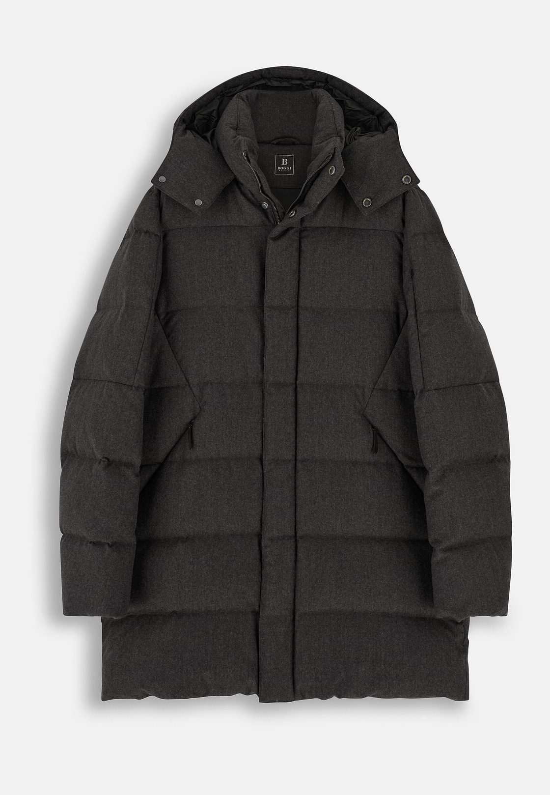 Parka in Goose Down Mélange Flannel, Taupe, hi-res, 6