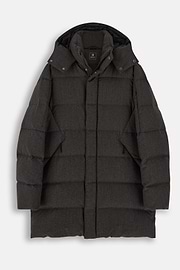 Parka in Goose Down Mélange Flannel, Taupe, thumb, 6