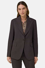 Chaqueta De Mezcla Lino, Marron oscuro, thumb, 2