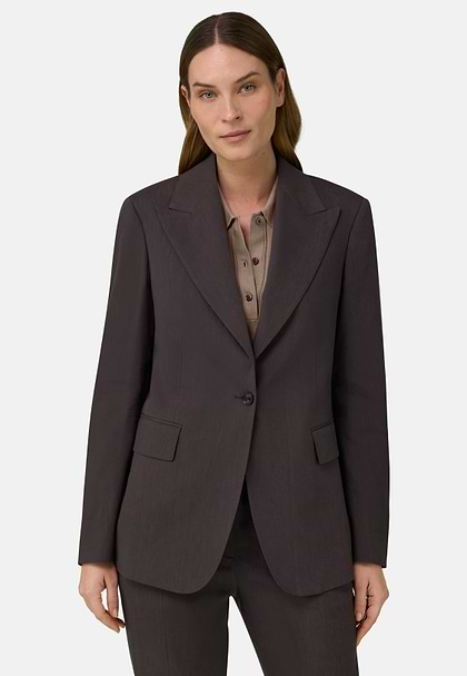 Linen Blend Jacket, Brown, hi-res