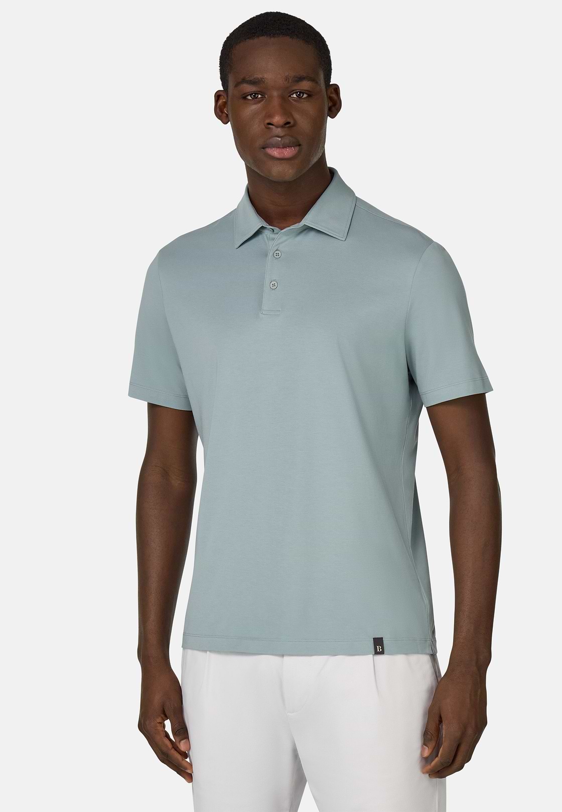 Polo Shirt In Stretch Supima Cotton, Light Green, hi-res
