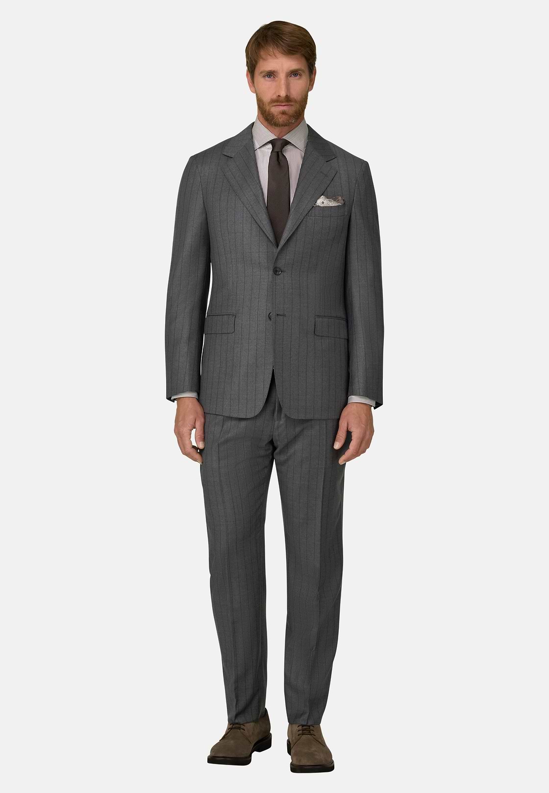 Pinstripe Wool Suit, Grey, hi-res, 2