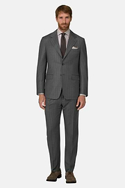 Pinstripe Wool Suit, Grey, thumb, 2