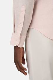 Camicia In Lino Regular Fit, Rosa, hi-res