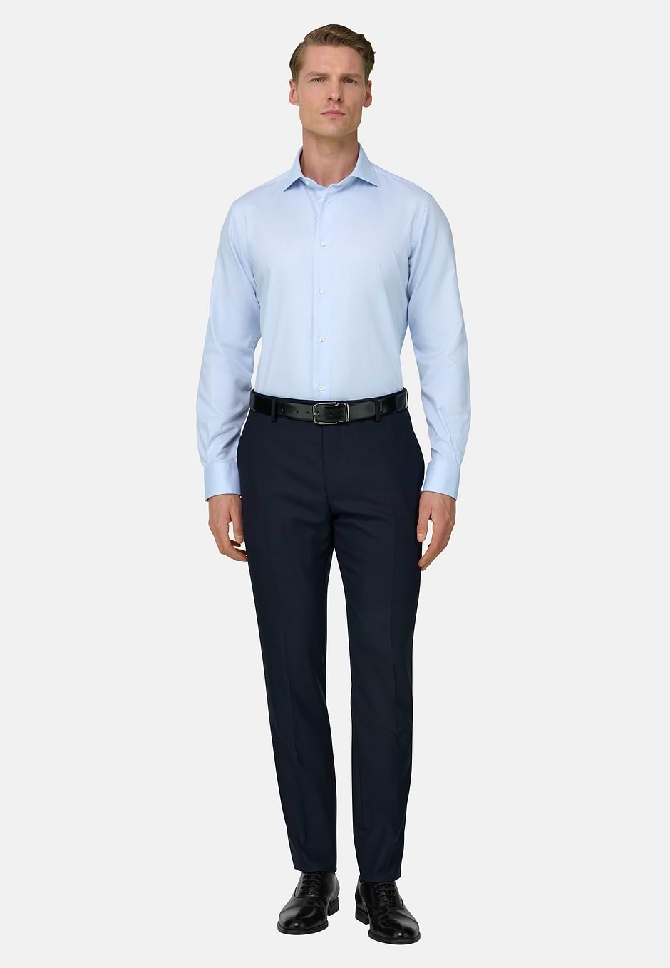 Camicia In Cotone Regular Fit, Azzurro, hi-res