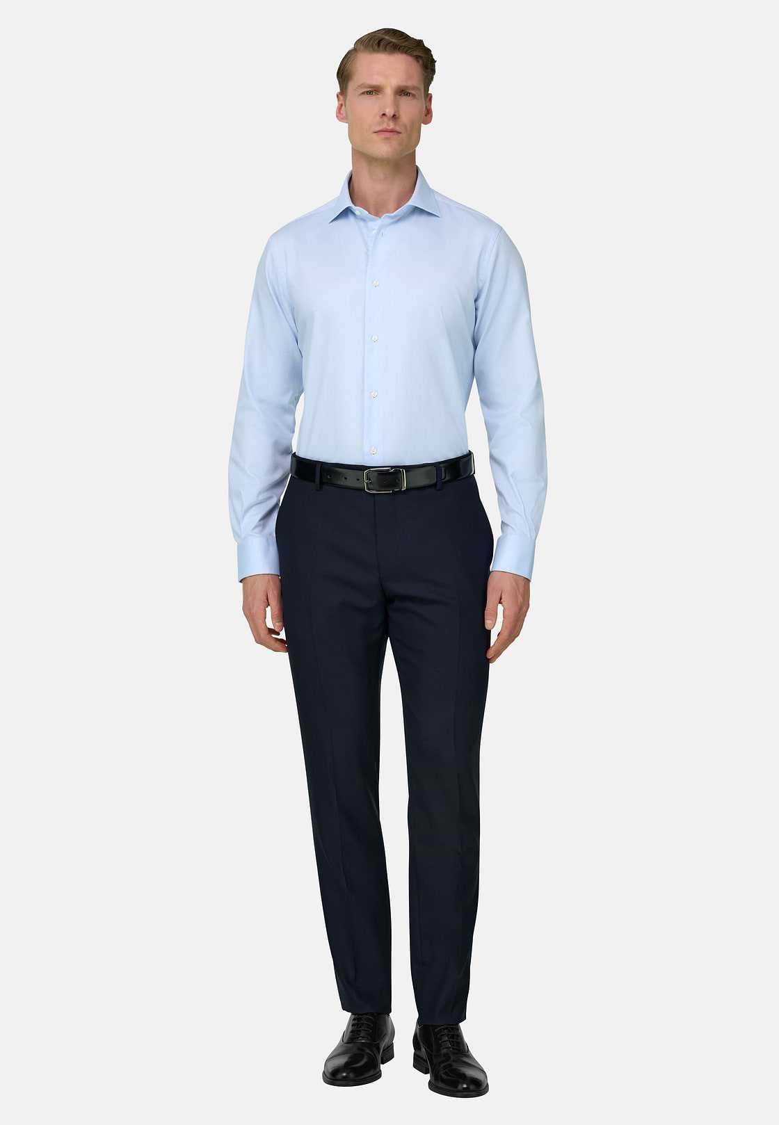 Camicia In Cotone Regular Fit, Azzurro, hi-res, 1
