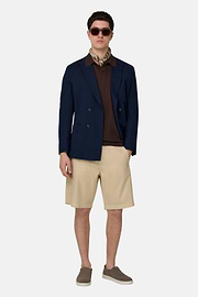 BROOKLYN, Navy blue | Micro Textured Double-Breasted Jacket in